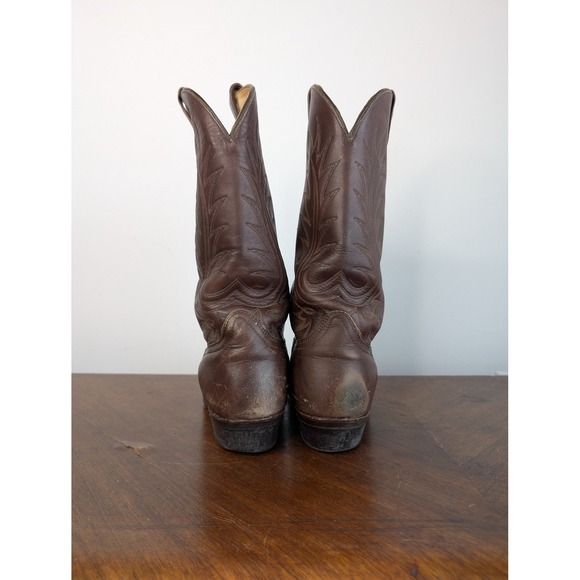 Vintage Bullrider Brown Leather Pull On Western Cowboy Boots - Picture 5 of 9